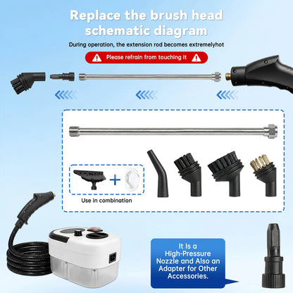 2500W Portable Handheld Steam Cleaner With Multiple Accessories