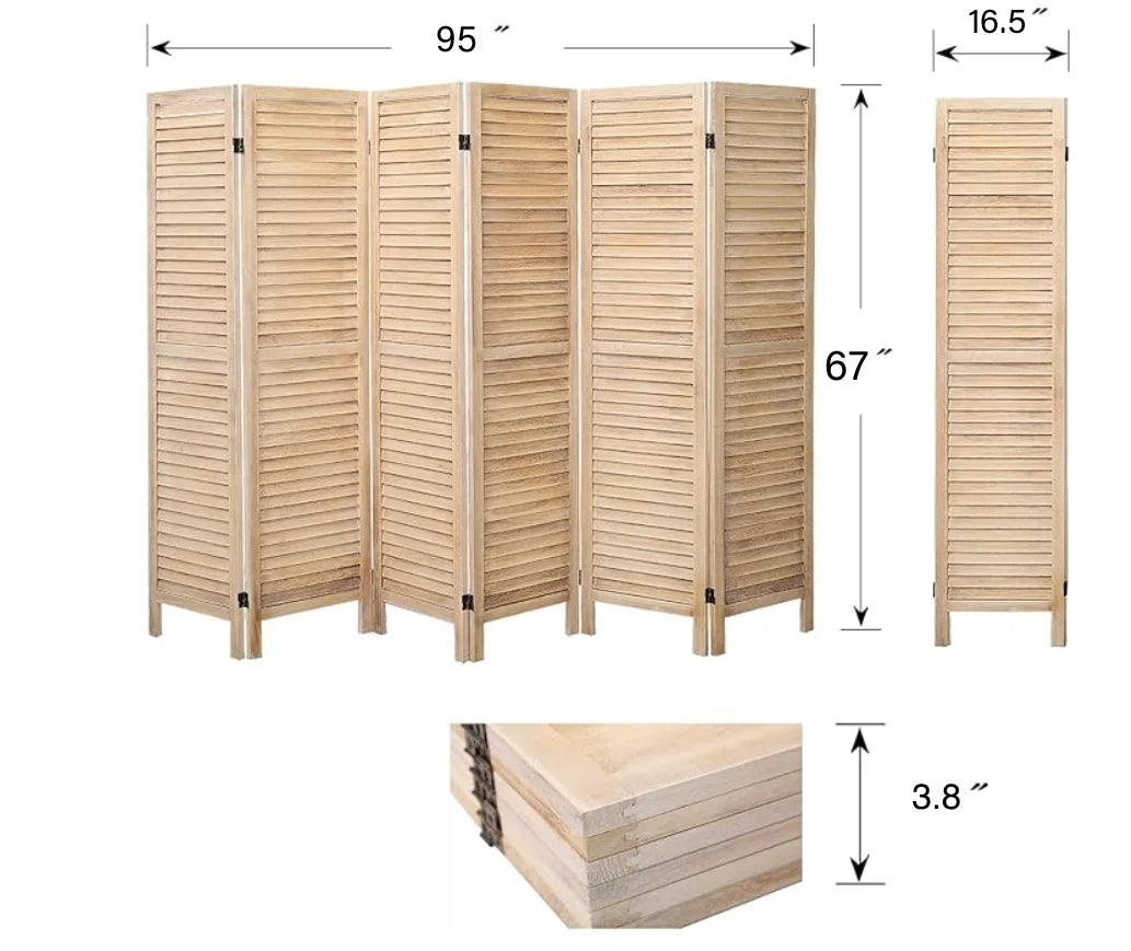 Wood Room Divider Folding Privacy Screen Freestanding Louvered Screen