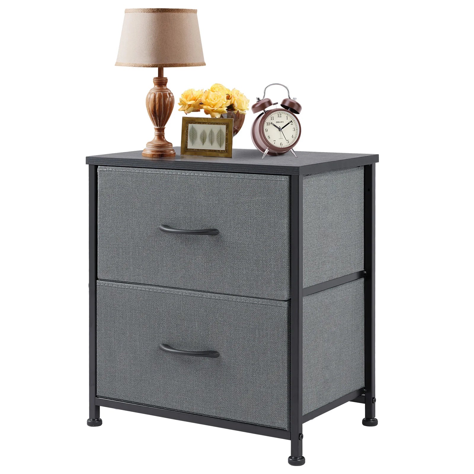 JHK Nightstand Bedside Table With Storage Drawers And Cabinet