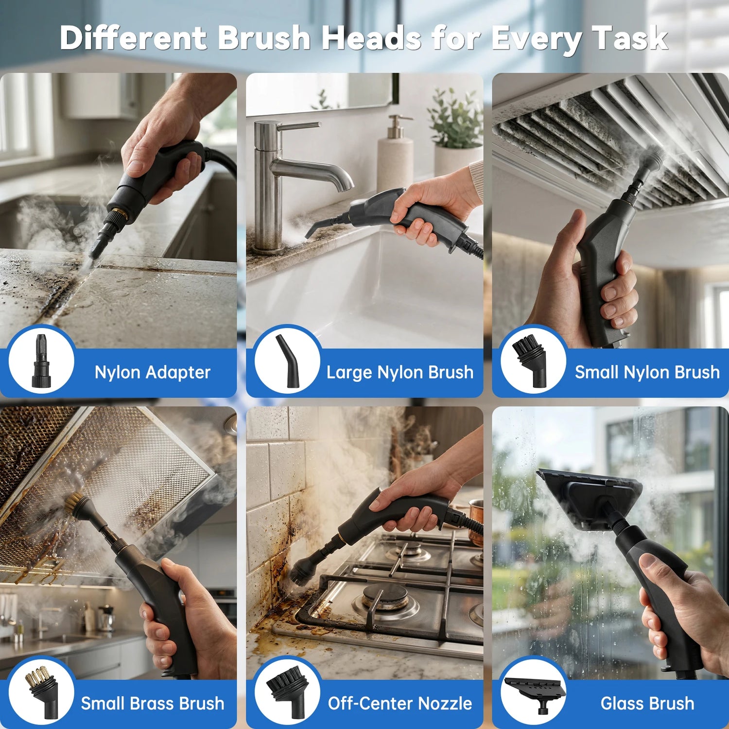 2500W Portable Handheld Steam Cleaner With Multiple Accessories