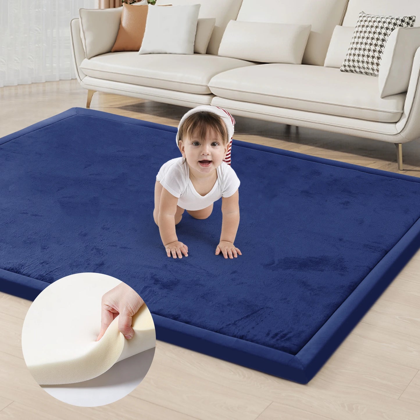 Huloo Sleep Memory Foam Playpen Mat With Non Slip Backing