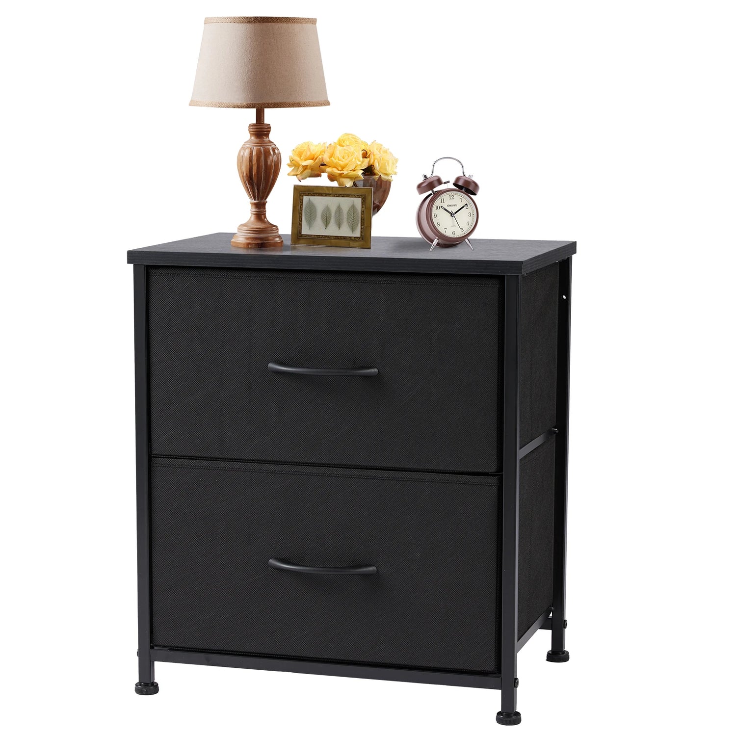 JHK Nightstand Bedside Table With Storage Drawers And Cabinet