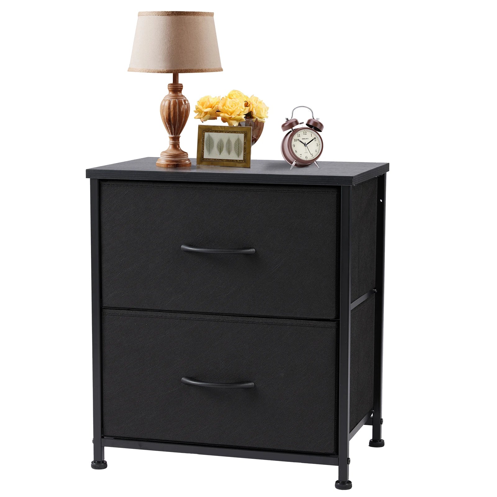 JHK Nightstand Bedside Table With Storage Drawers And Cabinet