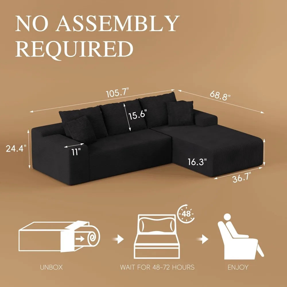 Cloud Sectional Sofa With Chaise Modern Modular L Shaped Sofa