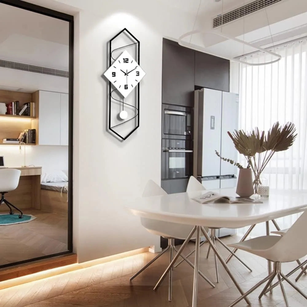 Quartz Silent Wall Clock With Metal Modern Design Home Decor