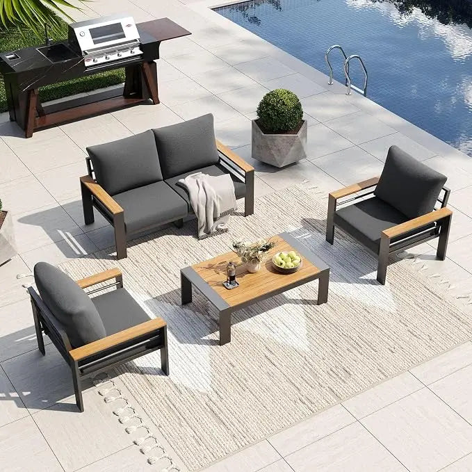 Outdoor Patio Conversation Furniture Set With Coffee Table