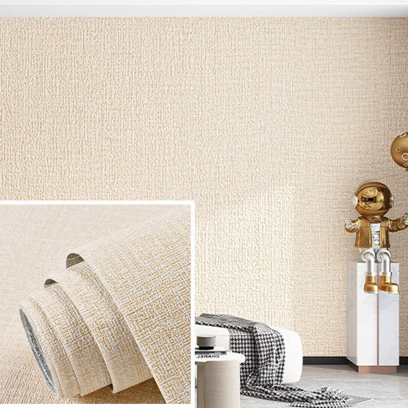 NONECN Linen 3D Foam Wallpaper Self-Adhesive PVC Waterproof Backdrop