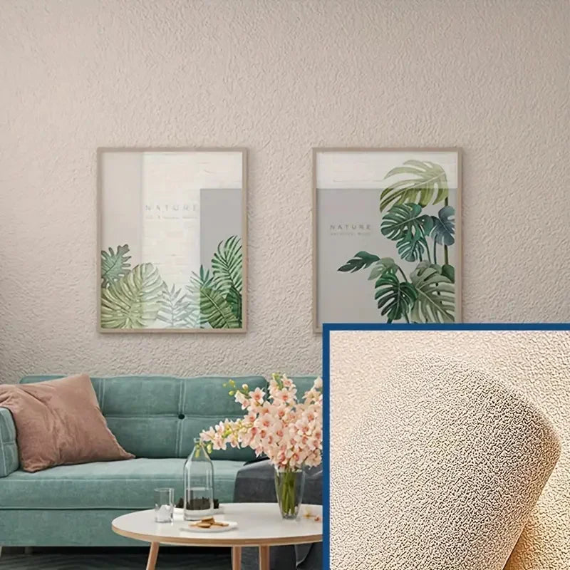 NONECN Linen 3D Foam Wallpaper Self-Adhesive PVC Waterproof Backdrop