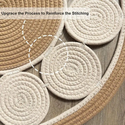 Bohemian Style Hand-Woven Bamboo Fiber Round Rug