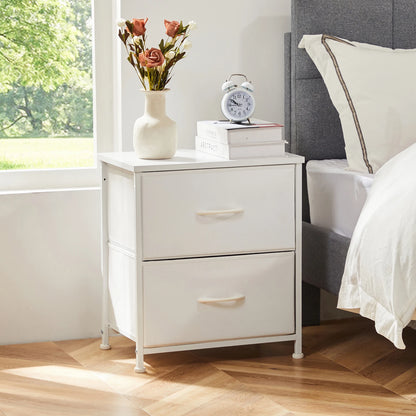 JHK Nightstand Bedside Table With Storage Drawers And Cabinet