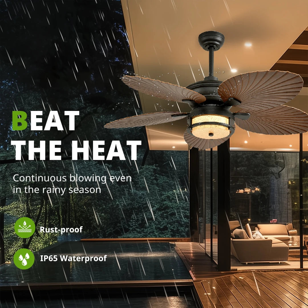 Orison Outdoor Ceiling Fan With Lights Dimmable LED Wet Rated