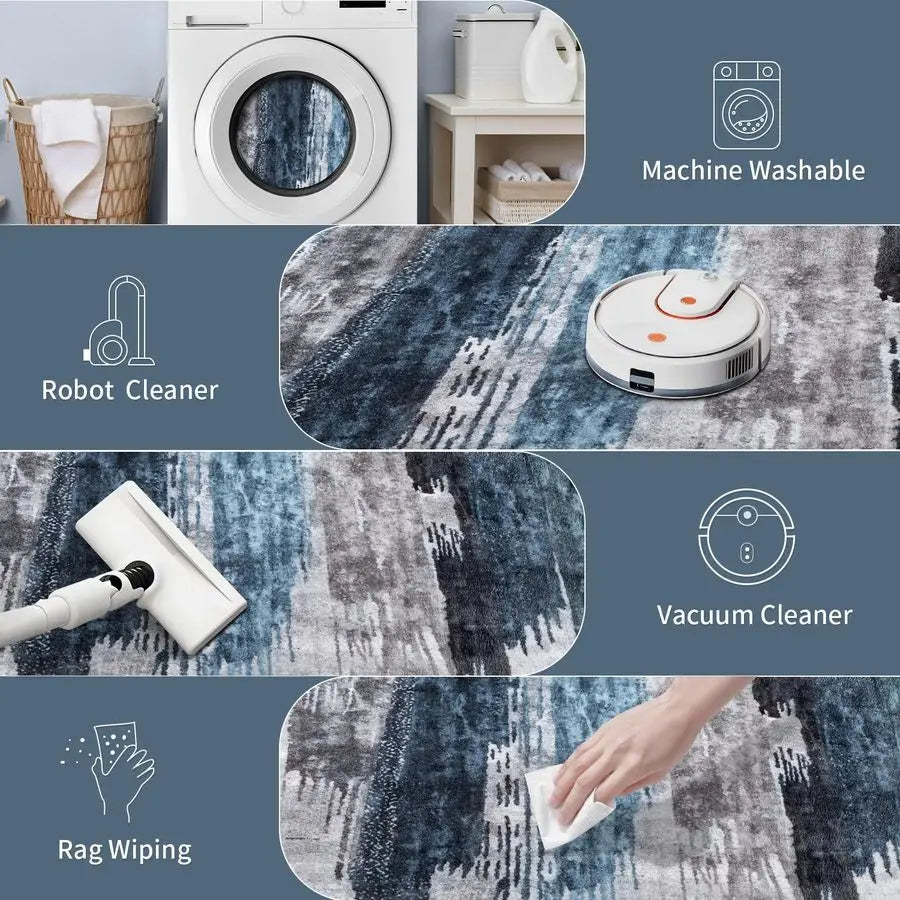 Modern Abstract Rug For Living Room And Dining Machine Washable