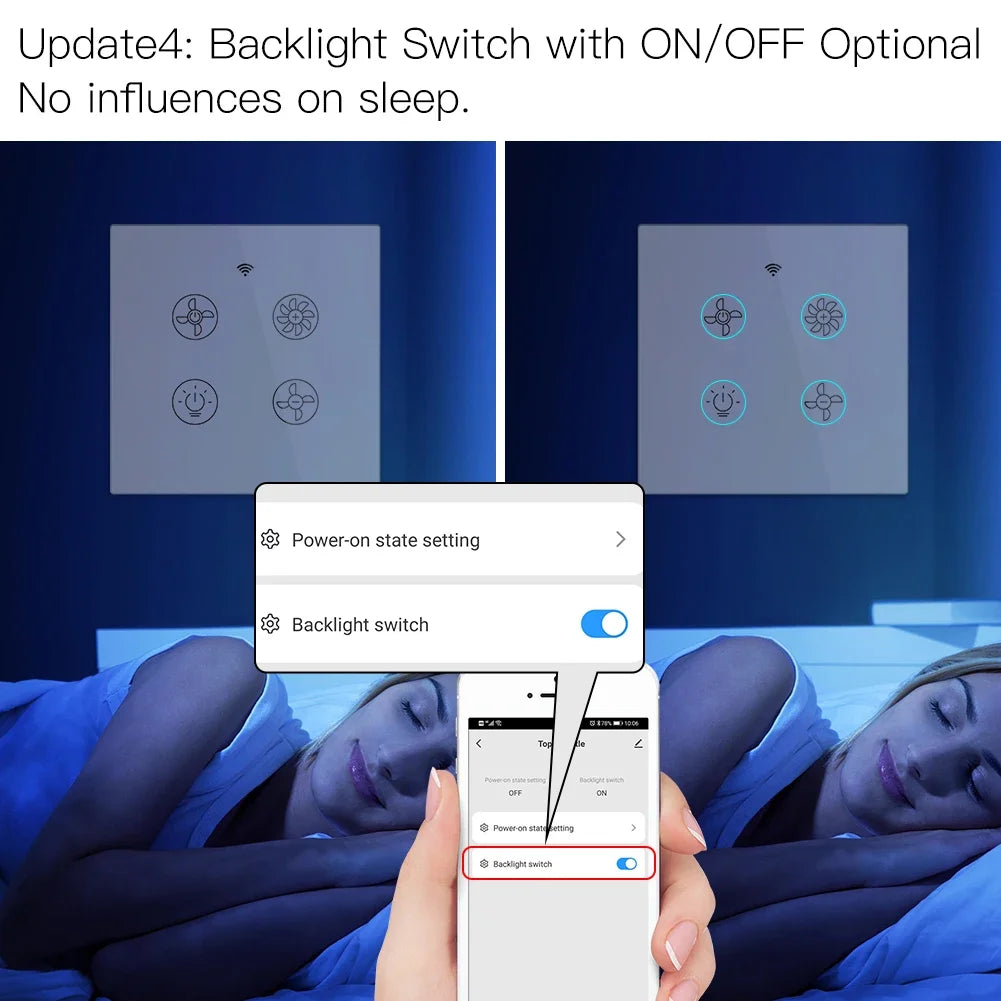 MOES WiFi RF Smart Ceiling Fan Light With Alexa Google Home