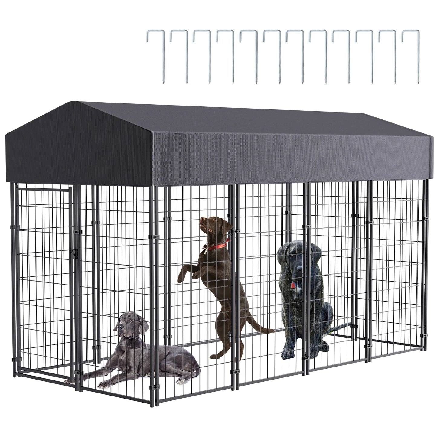 BINGOPAW Outdoor Dog Kennel With Welded Wire And Canopy