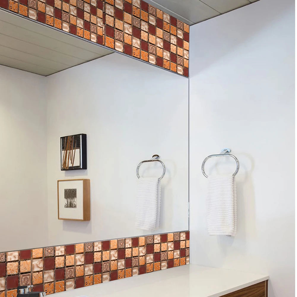 Alloet Vintage Mosaic Tile Sticker 10pcs Self Adhesive Wall Decals