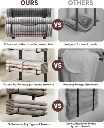 XIUWO 6 Tier Over Door Towel Rack No Drill Organizer