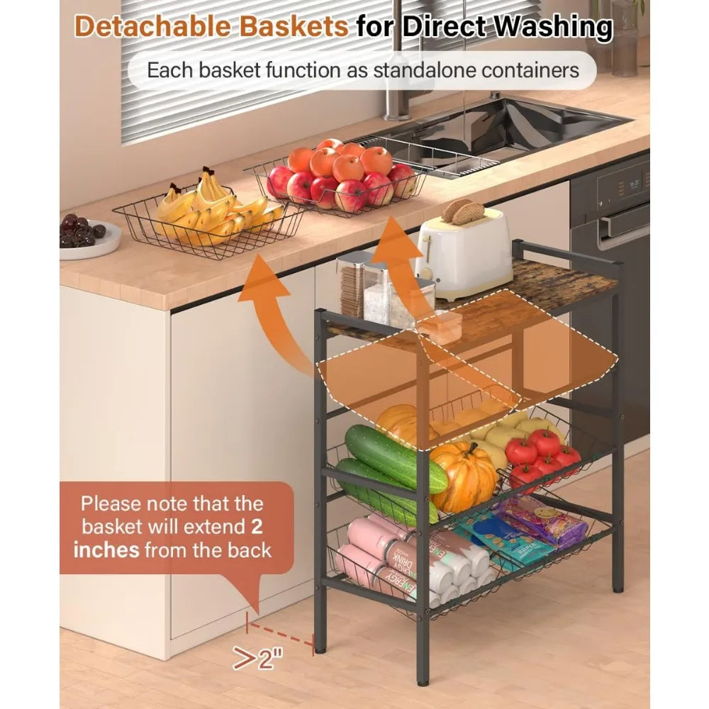NBVCX 4 Tier Fruit And Vegetable Storage Rack Freestanding Shelf