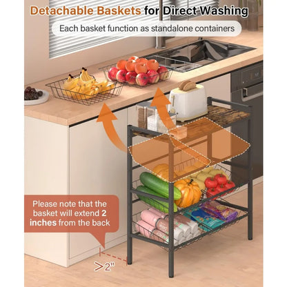 NBVCX 4 Tier Fruit And Vegetable Storage Rack Freestanding Shelf