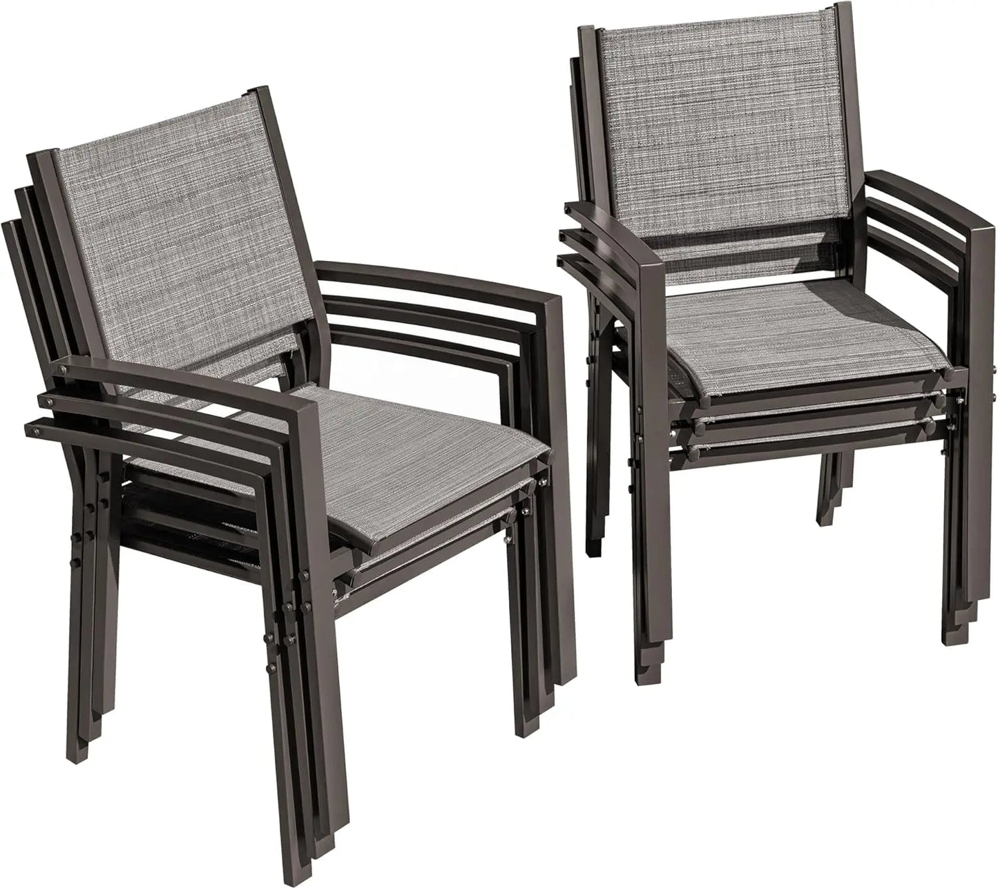 Textilene Outdoor Stackable Dining Chairs Set of 6 Patio