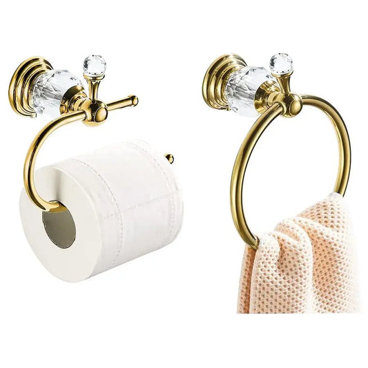 Crystal Towel Ring Toilet Paper Holder Wall Mounted