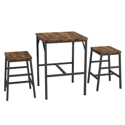 HiMISS Modern Pub Height Dining Table Set With Two Stools