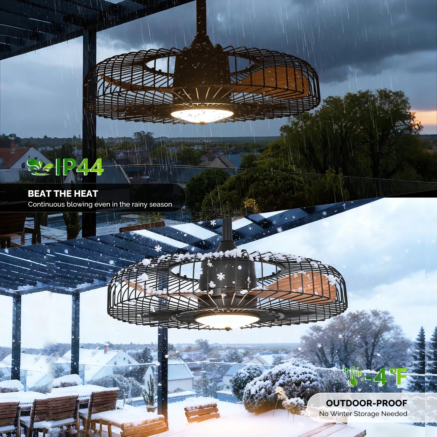 Orison 24 Inch Outdoor Ceiling Fan With Light And Remote