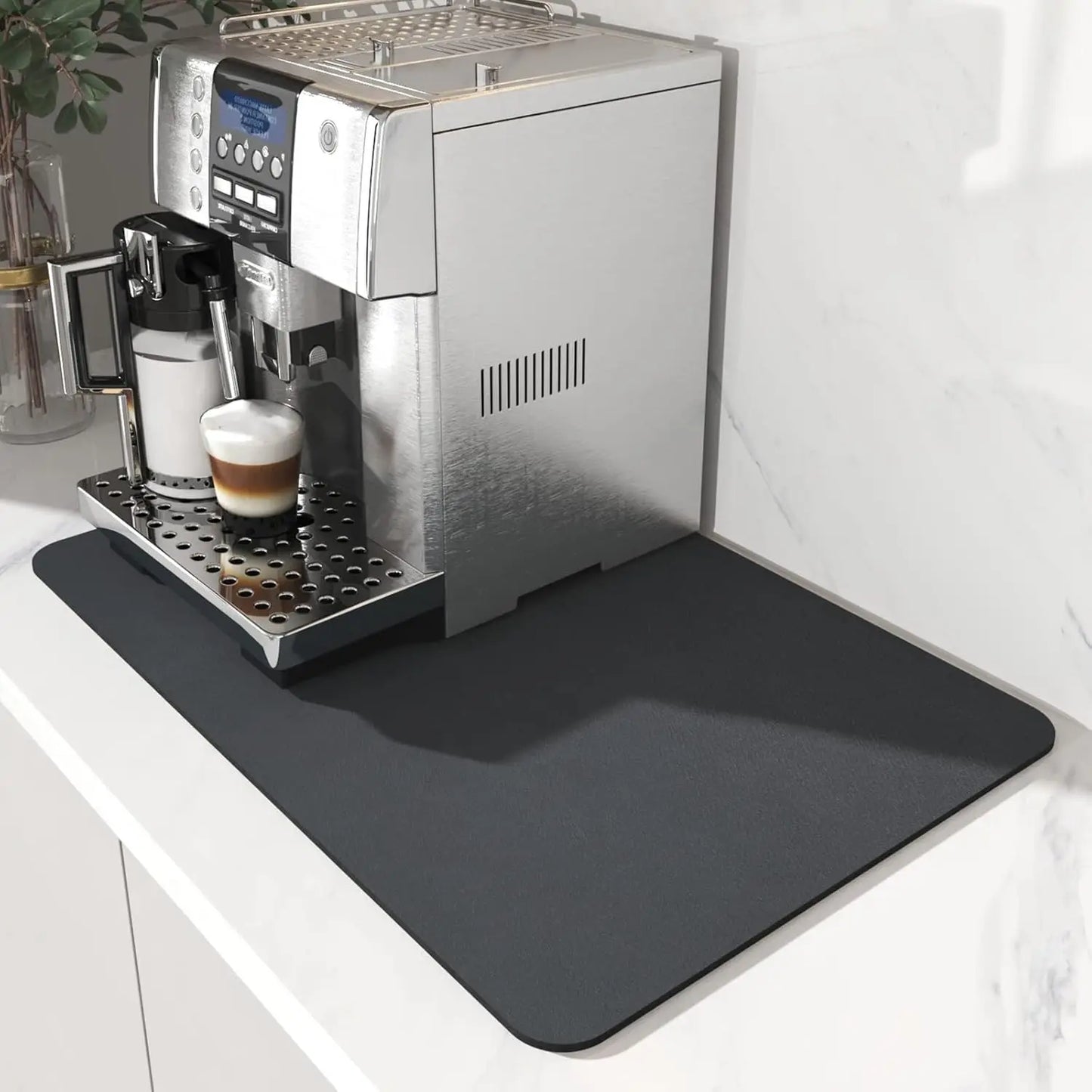 Water Absorbent Coffee Machine Mat With Rubber Backing