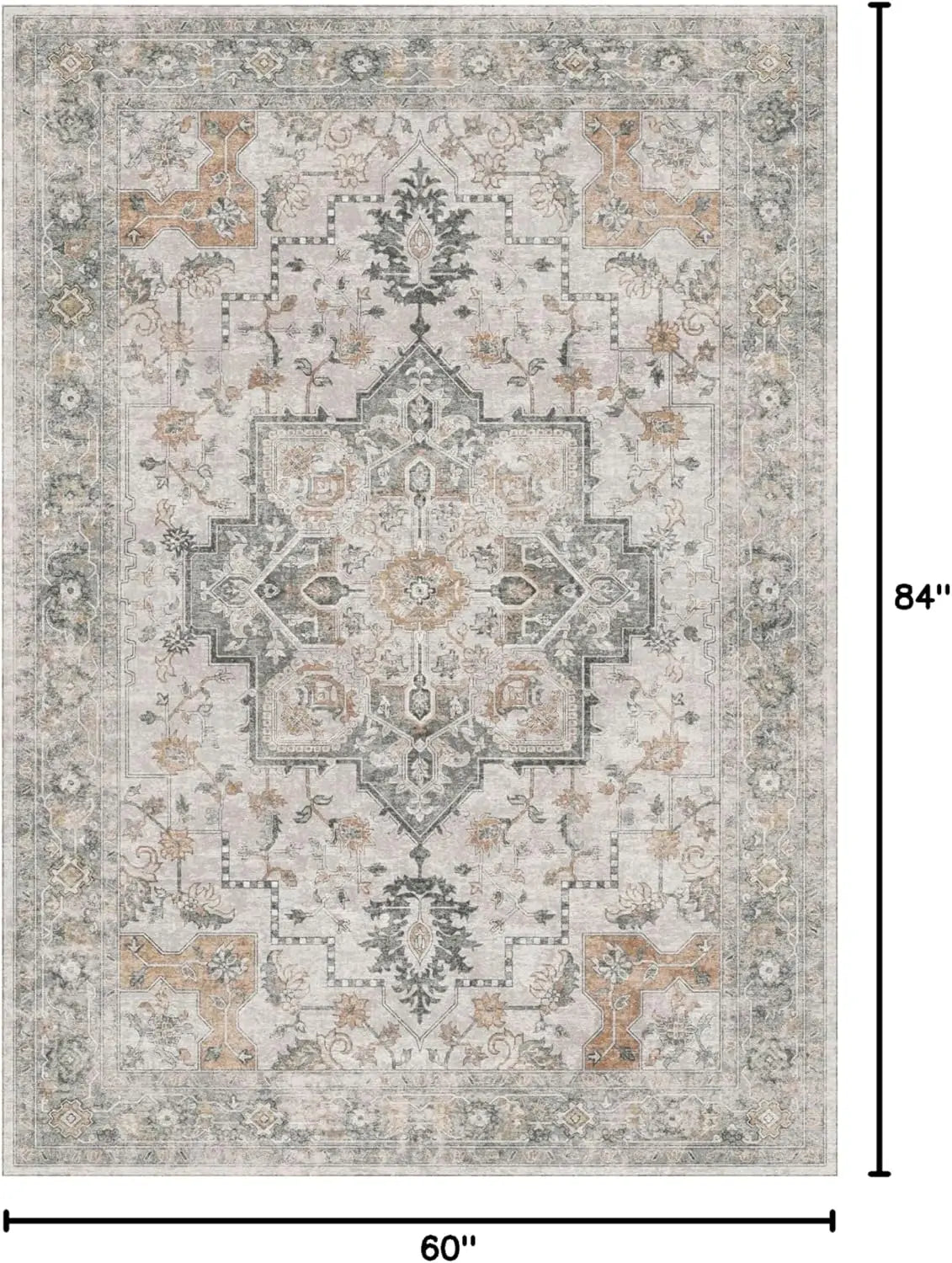 Machine Washable Anti Slip Kilim Print Area Rug For Living Room