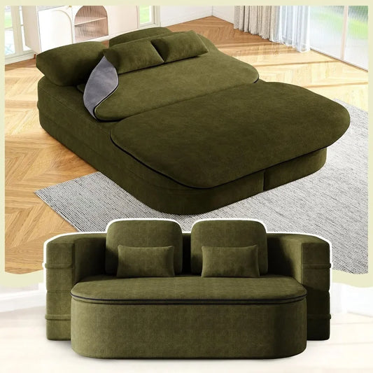 Convertible Sleeper Sofa Bed Modern Folding Futon Chenille Loveseat
