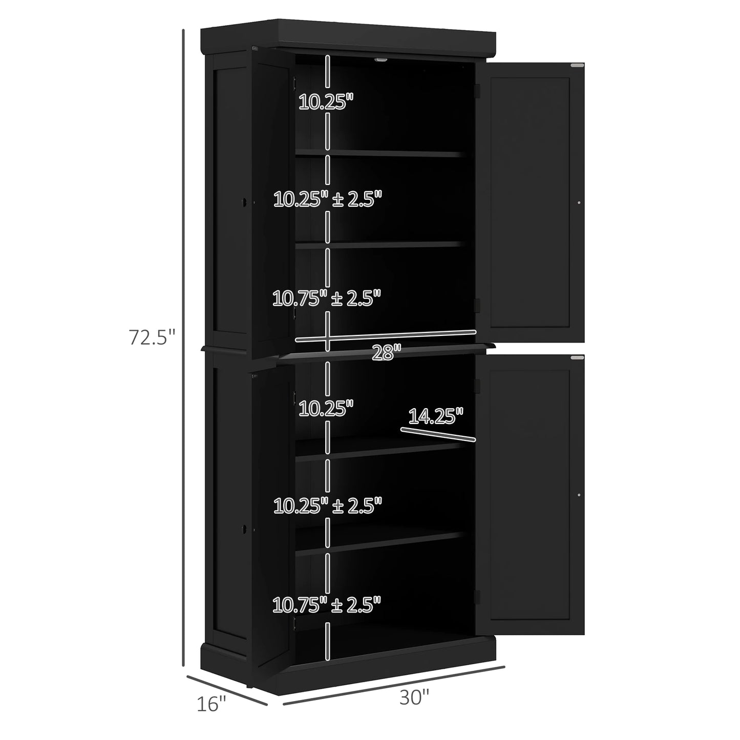 HOMCOM Modern Kitchen Pantry Cabinet With Doors And Shelves