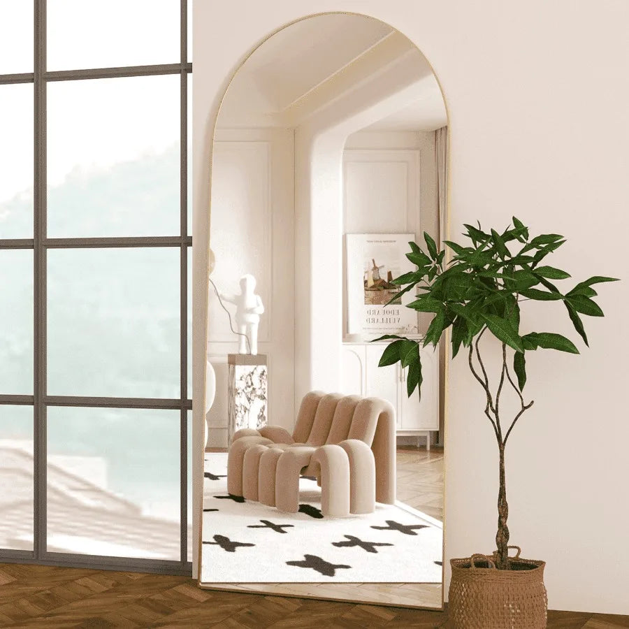 Arch Full Length Mirror With Stand And Wall Mount Frame