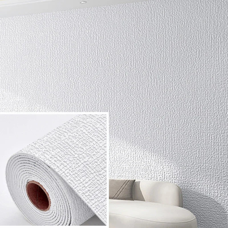 NONECN Linen 3D Foam Wallpaper Self-Adhesive PVC Waterproof Backdrop