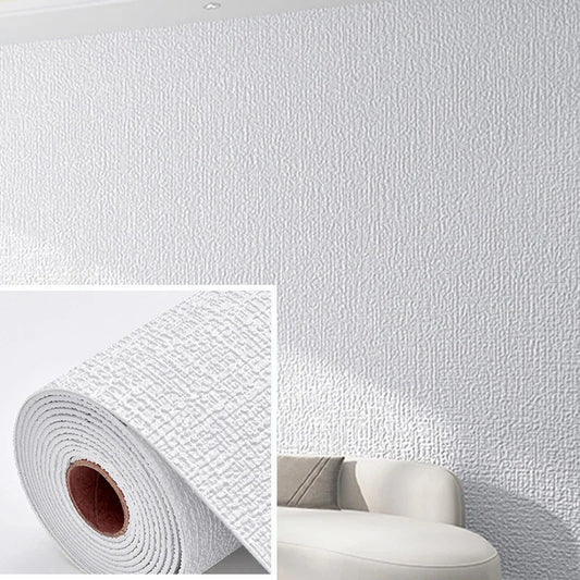 NONECN Linen 3D Foam Wallpaper Self-Adhesive PVC Waterproof Backdrop