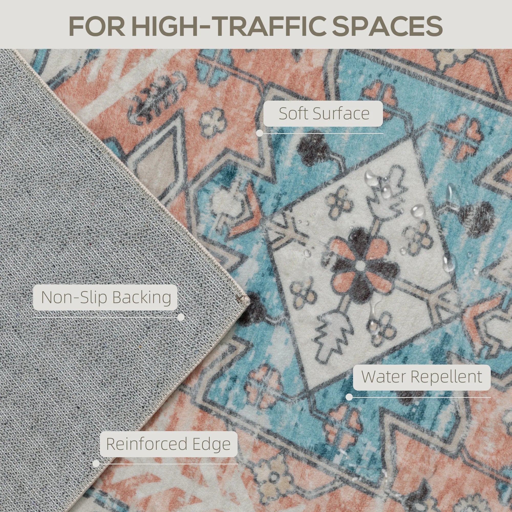 Soft Machine Washable Area Rug With Vintage Medallion Design