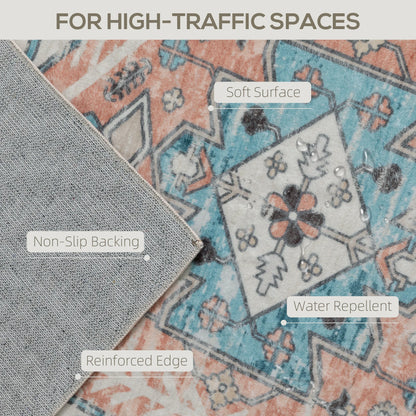 Soft Machine Washable Area Rug With Vintage Medallion Design