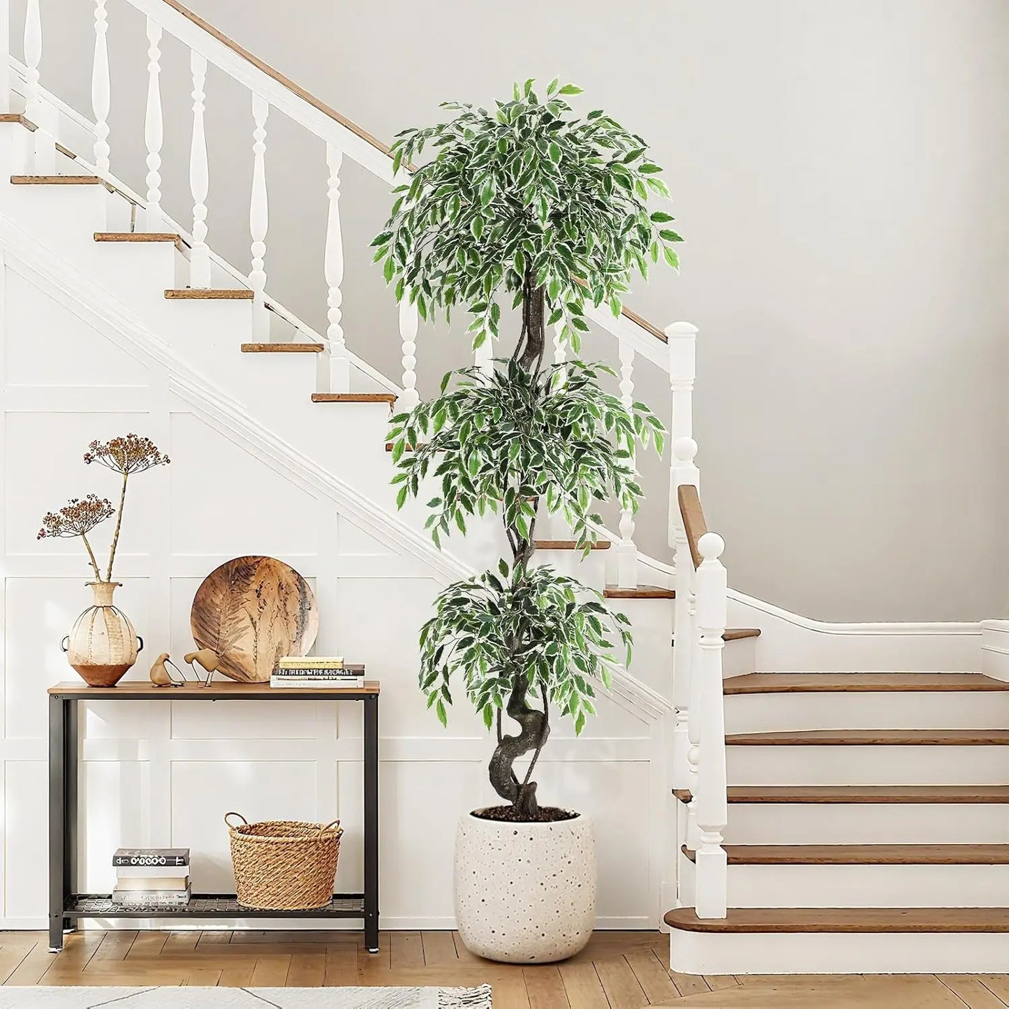 HiMISS Artificial Ficus Tree Indoor Outdoor Faux Plant With Pebbles