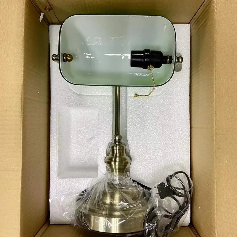 Newrays Glass Banker's Desk Lamp With Zipper Switch, E27 Base