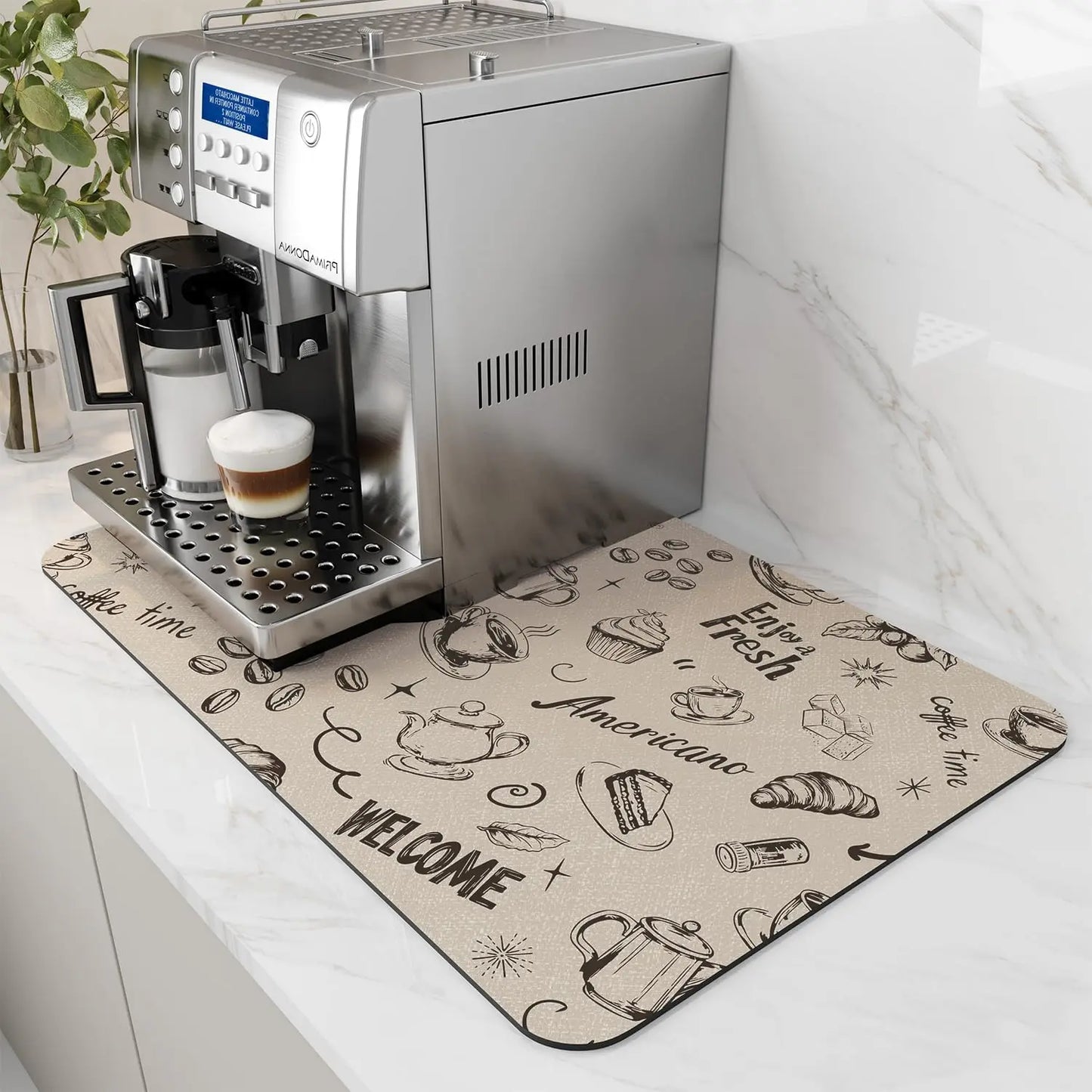 Water Absorbent Coffee Machine Mat With Rubber Backing