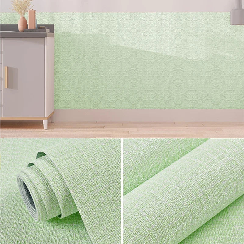 NONECN Linen 3D Foam Wallpaper Self-Adhesive PVC Waterproof Backdrop