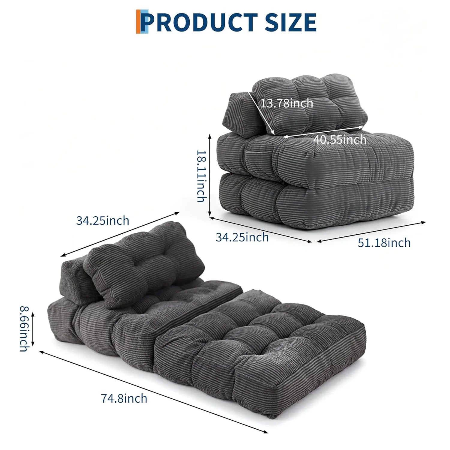 HiMISS Convertible Sleeper Sofa Bed With Pillow And Storage