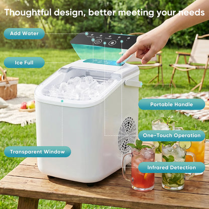 Portable Countertop Ice Maker With Rapid Ice Production And Handle