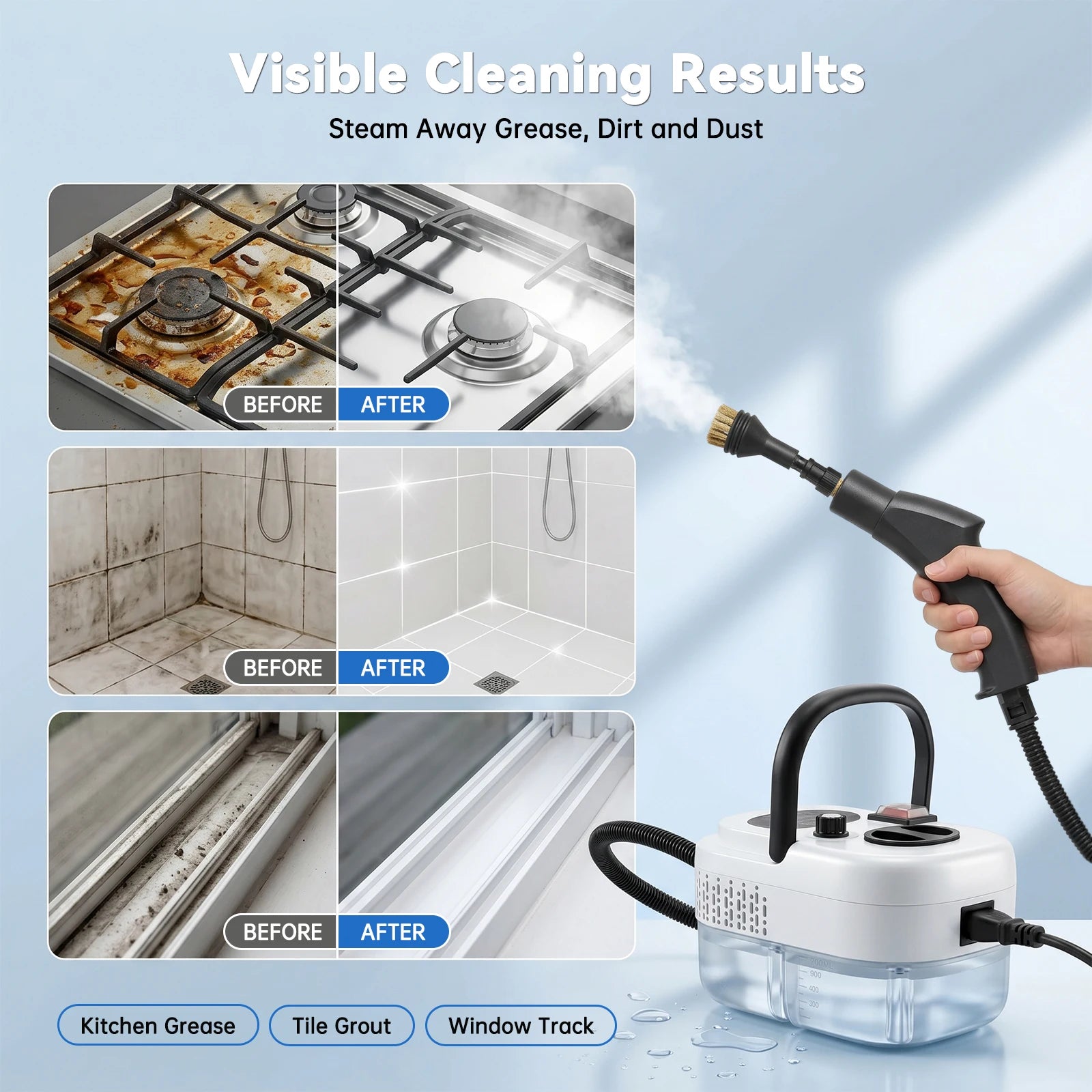 2500W Portable Handheld Steam Cleaner With Multiple Accessories