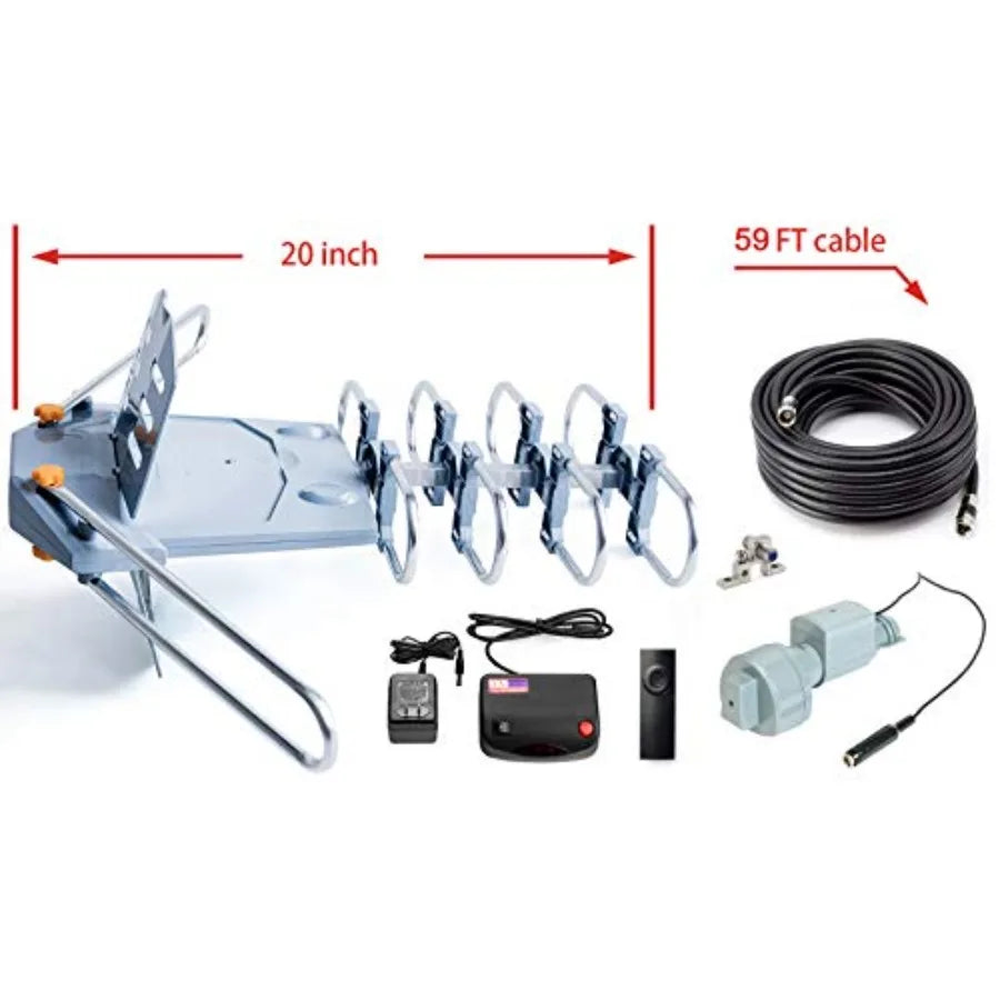 Outdoor Digital Amplified HDTV Antenna With Motorized 360 Degree Rotation
