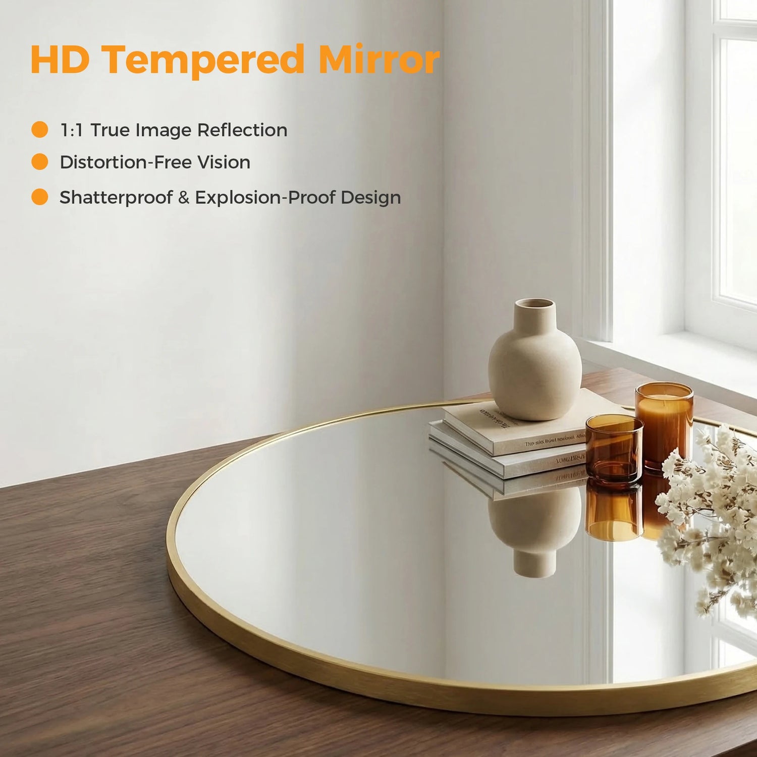 MCQ Round Wall Mirror Shatterproof Bathroom Vanity Mirror