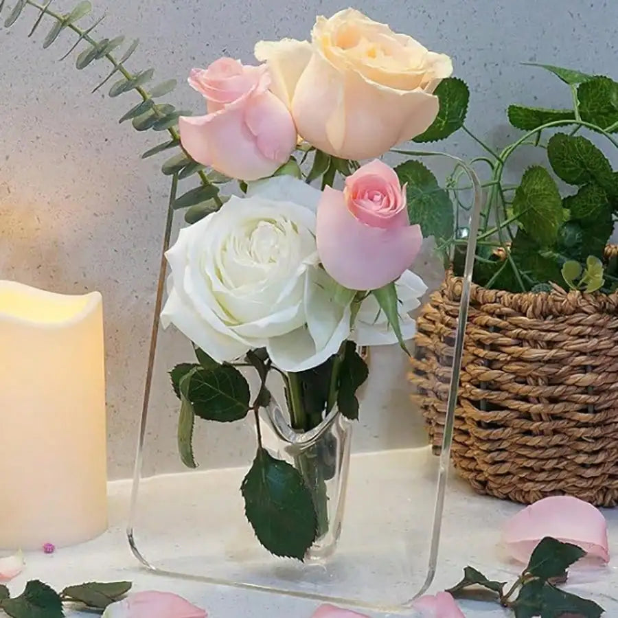 Clear Acrylic Frame Flower Vase For Modern Home Decor