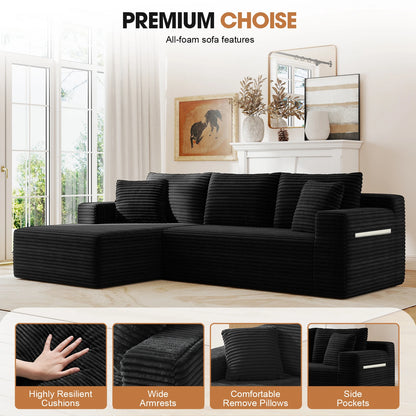 Cloud Modular Sectional Corduroy Sofa With L Shape Chaise