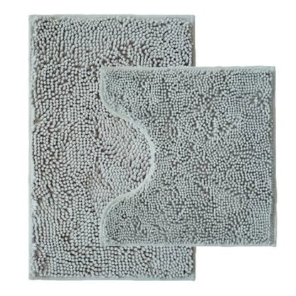 Absorbent Chenille Bathroom Rug And U Shaped Toilet Mat Set