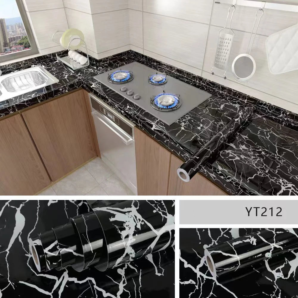 Marble Kitchen Peel and Stick PVC Wallpaper Film Countertops
