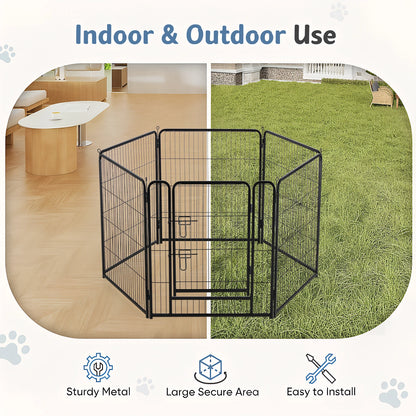 JHK Metal Dog Playpen Fence For Indoor Outdoor Use