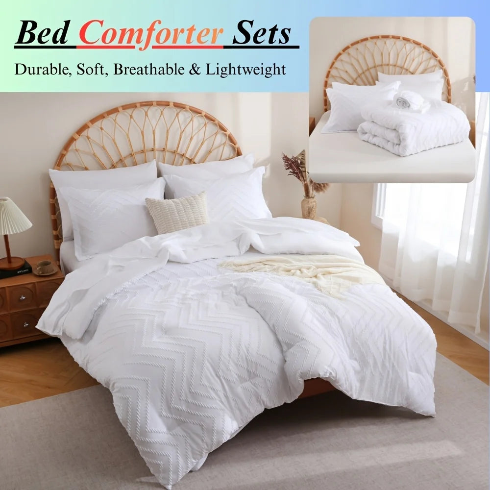 NIGHT COMFORT Pintuck Bed In A Bag Comforter Set With Sheets